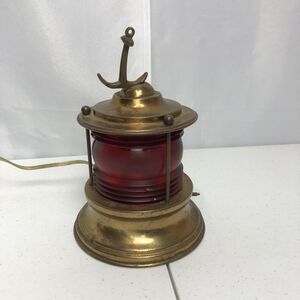 Vintage Nautical Marine Ships Copper and Brass Electric Red Lamp Anchor Working